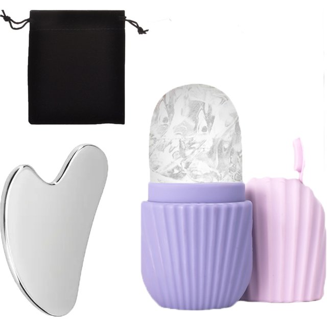 1/3PCS Ice Face Roller Stainless Steel Gua Sha Board Set Facial Massager Face Massage Roller Face Lifting Beauty Skin Care Tools