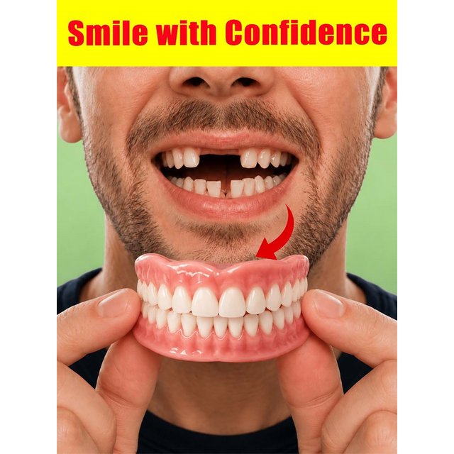 False Teeth Adult Full Set Silicone Dentures Natural Upper Lower Soft Comfort Fit Instant Smile Oral Cosmetic Accessories
