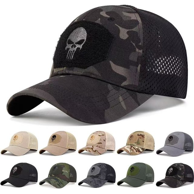 Unisex Skull Embroidered Top with Patch Breathable Baseball Caps Spring and Autumn Outdoor Adjustable Casual Hat Sunscreen Hat