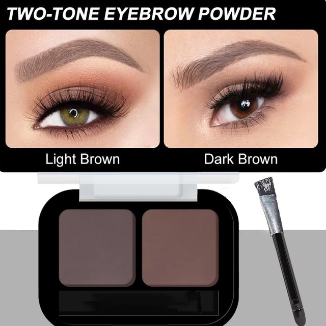 Waterproof Matte Brow Powder Dual-Tone 3D Shaping Long-Lasting Easy Blend Winter Makeup with Brush
