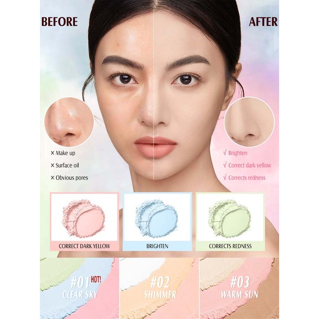 Wholesale O.TWO.O 3-in-1 Loose Powder Face Powder Matte Long-lasting Oil Control 3 Colors Finishing Powder Korean Makeup