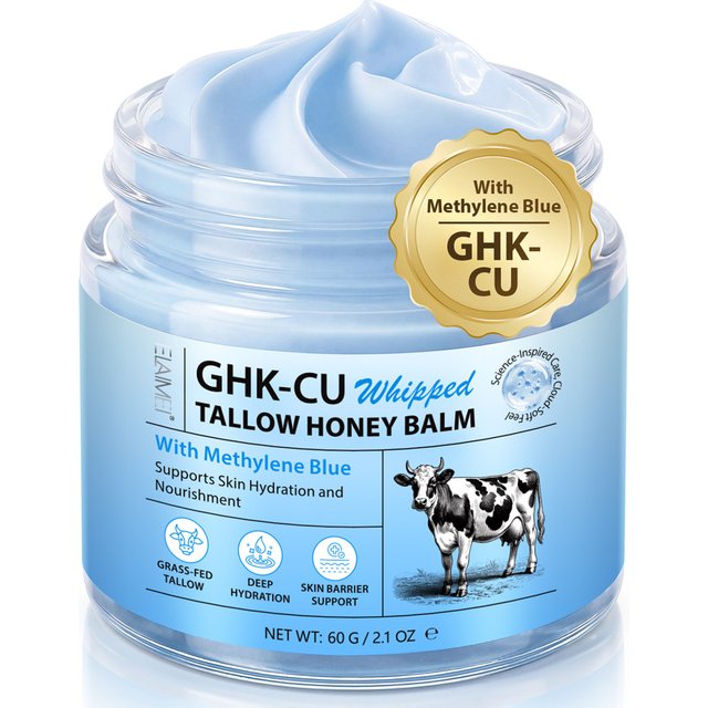 Copper Peptides Beef Tallow for Skin,GHK-Cu Peptide Tallow and Honey Balm for Face Body Moisturizer Cream Safe for Dry Sensitive