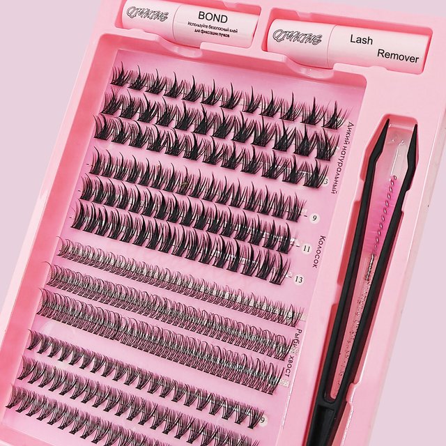 QIUNING Manga Lash Clusters Kit Clear Fairy Wet-Look Spiky Anime Eyelashes Individual Lashes Bond for Cosplay And Makeup