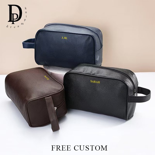 Travel Custom Name Large Capacity Cosmetic Bag Engrave Initials Business Trip Zip Portable Toiletry Bag Personalized Make Up Bag