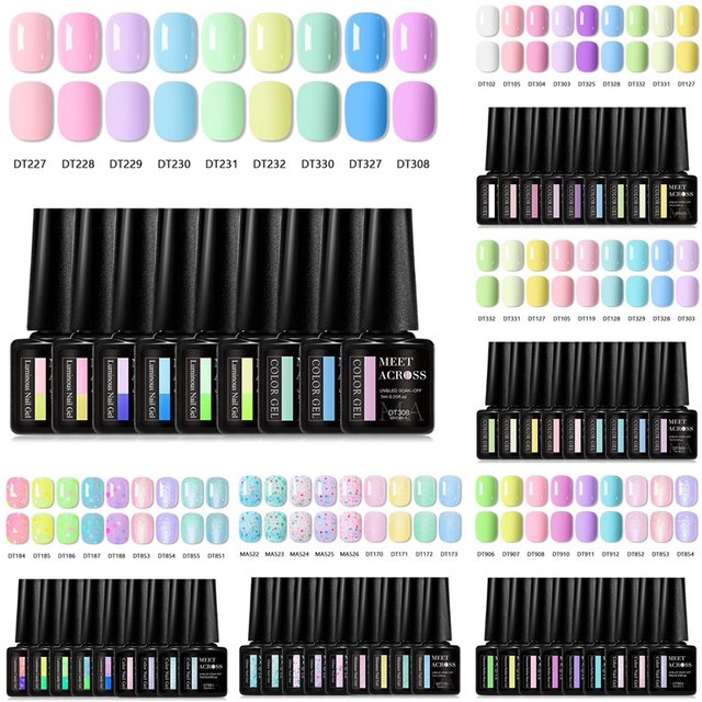 9pcs Macaron Color Gel Nail Polish Set HEMA TPO FREE Semi Permanent Soak Off UV Gel Varnish For Spring Summer Nail Supplies DIY