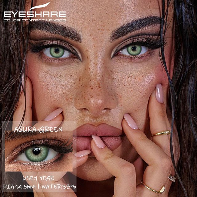EYESHARE 1pair Natural Colored Contacts Lens Blue Lenses Green Contacts Soft Beauty Makeup Pupils Color Contact Lenses for Eyes