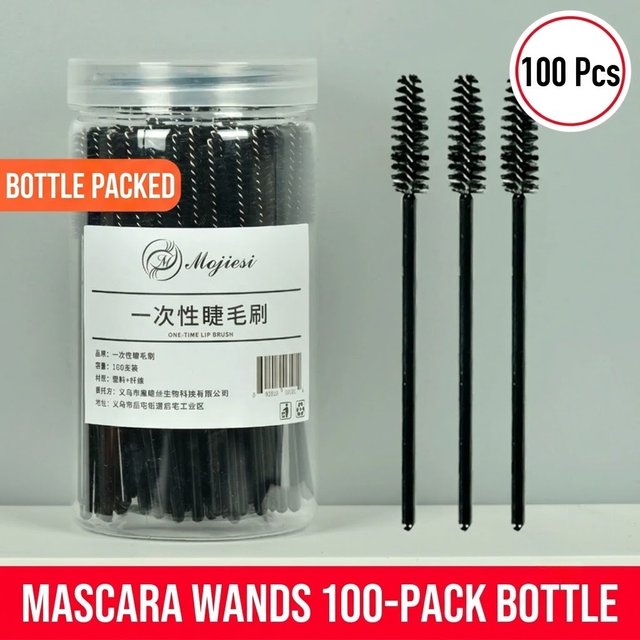 100-Pack Ultra-Fine Eyebrow Brush & Eyelash Comb Duo – Professional Spoolie Makeup Tool for Lash Grooming & Brow Shaping