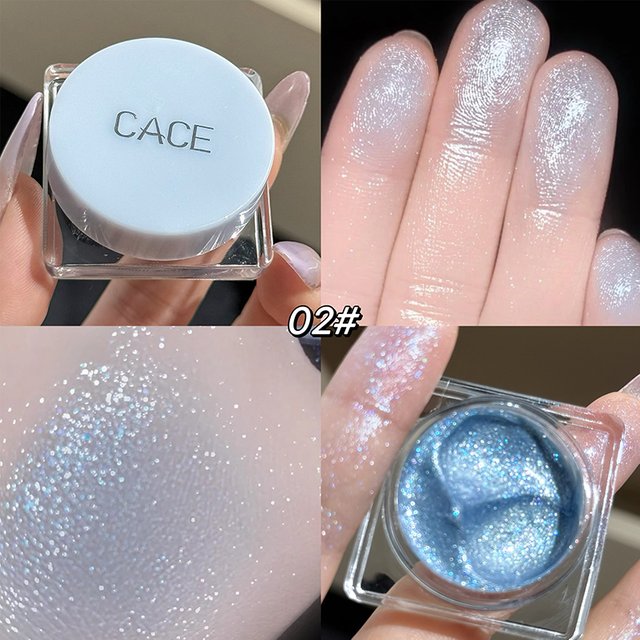 CACE Diamond Sparkle Highlighter Cream Monochrome Shimmering Pearl Silver Face Contour Brighten Makeup Glitter Highlight Gel