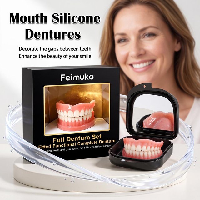 Silicone Fake Teeth Braces Immediate Dentures Comfort Fit Natural Instant Confidence Smile Oral Care for Edentulous Adults