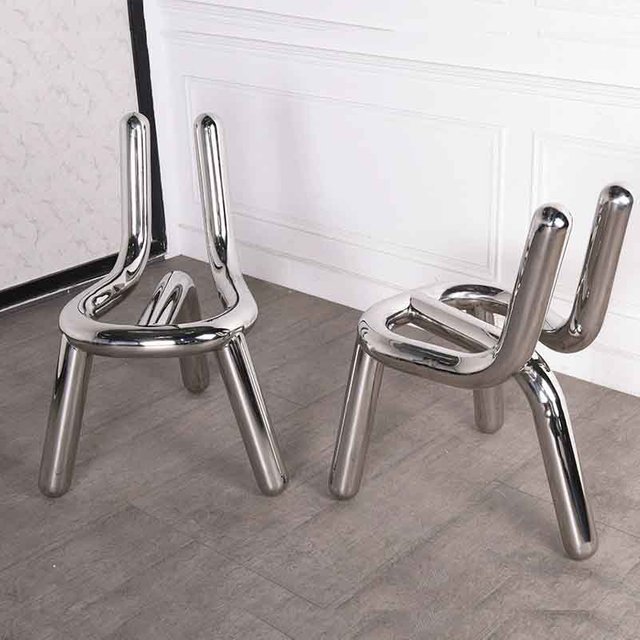 Stainless Steel Chair,Metal Stool,Creative Dining Chairs,Luxury Art Stool,Makeup Stool,Living Room Leisure Seat,Nordic Furniture
