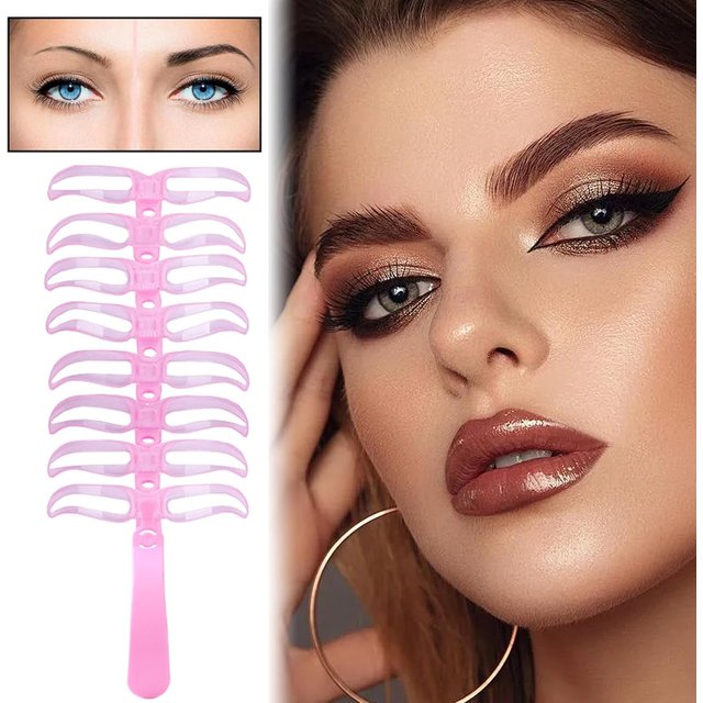 Eyebrow Stencil, 8-Piece Stencil Set for Perfect Brows, Washable Portable Templates for women, Stages, Makeup, Travel, Party