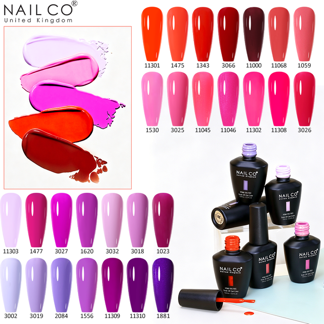 NAILCO 15ml Pink Purple Series Gel Nail Polish Semi Permanent Solid Nail Gel Varnish Soak Off UV Gel For Base Top Coat Nails Gel