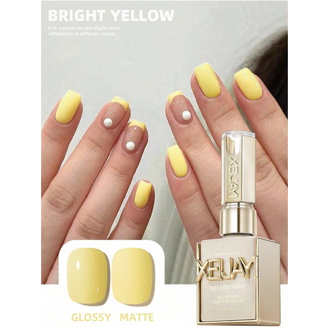 1pc 15ml Bright Yellow Gel Nail Polish Starter Pure Soak Off No Wipe Nail Gel Polish Suitable For All Seasons