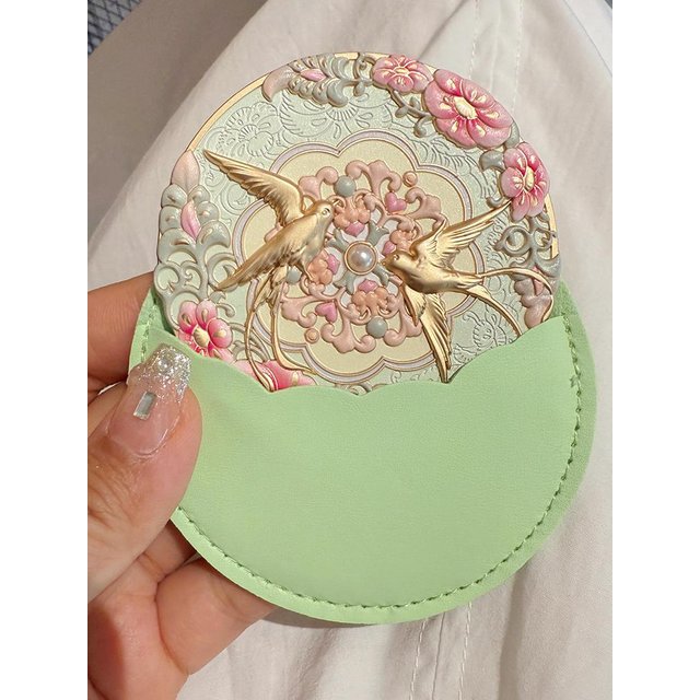 Portable Vintage Folding Mirror-PU Leather Makeup Dressing Mirror,Suitable for Students,Ideal for Office Desktop & Dormitory Use