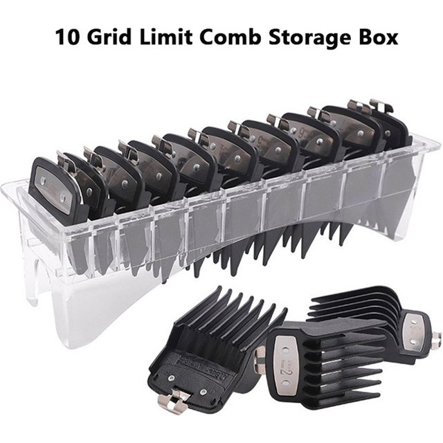 Universal Rectangular Plastic Guide Comb Storage Box Barber Hairdresser Electric Hair Clipper Limit Comb Organizer Container Box