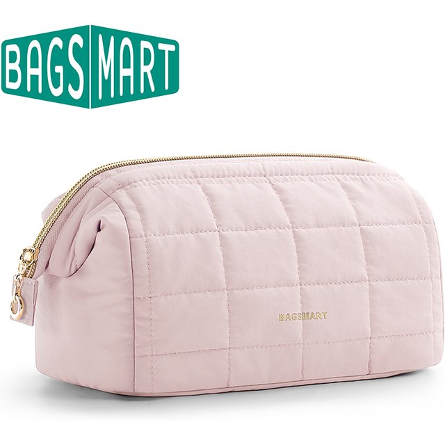 BAGSMART Makeup Bag Puffy Padded Make Up Bags for women Makeup Organizer Case Wide-open Pouch Toiletry Bag Travel Essentials