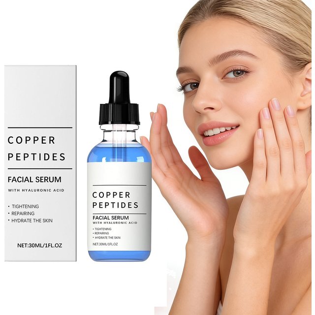 30ML Copper Peptide Serum for Face with Hyaluronic Acid, Copper Peptide Face Serum Moisturising Soothing for Fine Lines Skincare