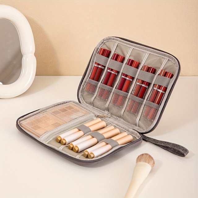 1pc Lipstick Storage Bag, Foundation and Eyebrow Pencil Makeup Tool Storage Bag, Portable Travel Makeup Bag