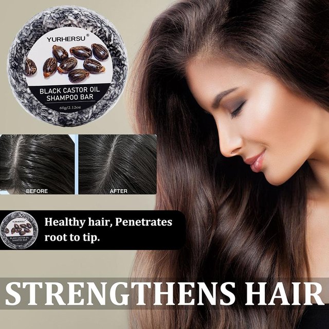 1/3/5PCS 60g Black Castor Shampoo Bar 2-in-1 Shampoo and Conditioner, made with castor extract, nourishes and cares for all hair