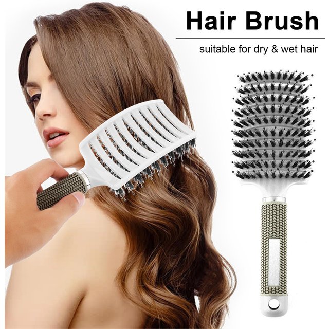 Salon Hairdressing Hair Brush Scalp Massage Hairbrush Bristle Nylon Women Wet Curly Detangle Hair Brush For Styling Tools