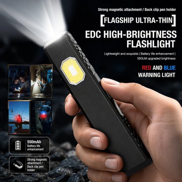 Lampe de travail de sécurité clignotante, lumière d'avertissement puissante, mini lampe torche portable d'extérieur pour l'entretien et les urgences, lampe torche EDC à clipser sur couteau