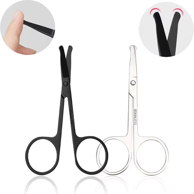 1/2Pcs Stainless Steel Safety Nose Hair Trimmer Eyebrow Eyelashes Scissors Portable Mini Round Head Safe Hair Removal Tools