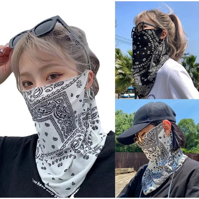 Hip Hop UV Protection Face Mask Fashion Punk Ear Scarf for men Women Summer Outdoor Breathable Sports Cycling Bandana Neck Scarf