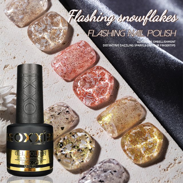 OXXI Flashing Snowflakes Semi-permanent Nail Polish 8ml UV LED Gel Nail Polish Manicure Glitter Hybrid Varnish Gellac Enamel New