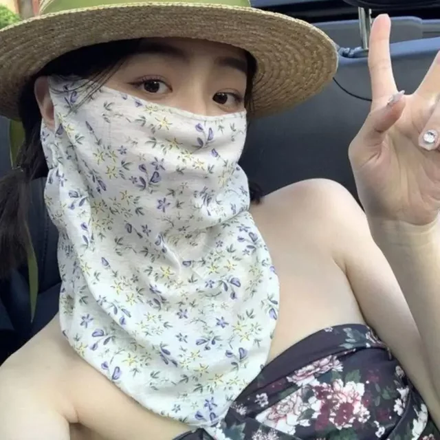 Summer Sunscreen Face Mask UV Protection Full Face Cover Neck Gaiter Veil Thin Breathable Sun Protection Mask for women