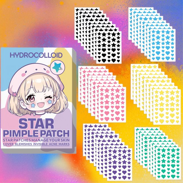 40 pieces of multi-color star acne patches, facial acne patches, concealer acne patches, and pimples patches, ultra-thin