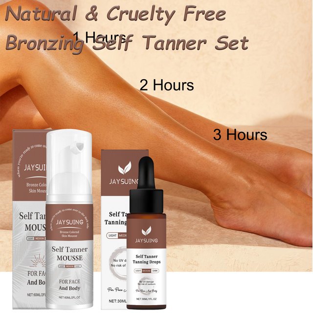 1~3h Self Tan Express Mousse Fast Acting Fake Tan Develops for Dark Fake Tan Face Body Fast-Absorbing Moisturizing Tan Boosting