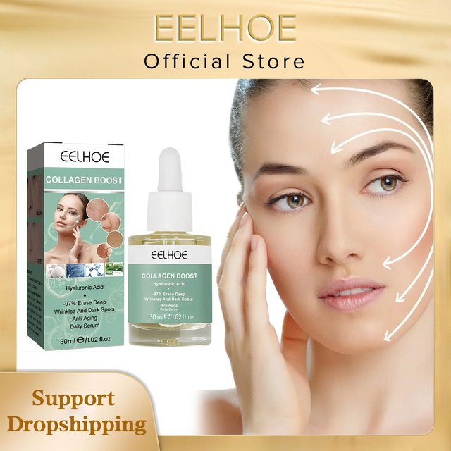 EELHOE Collagen Booster Serum Firming Lifting Wrinkle Remover Anti-aging Serum Fade Fine Lines Face Essence Nourishing Skin Care