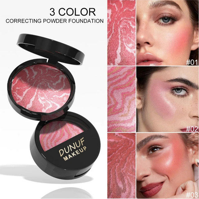 6 Colors Blush Palette Waterproof Lightweight Breathable Long Lasting Smooth Baked Powder Blusher Correcting Foundation