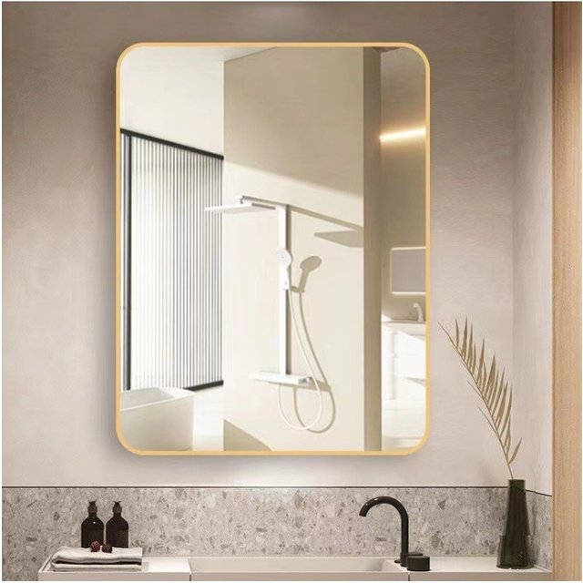 Aluminum Frame Bathroom Mirror Wall-mounted Toilet Washstand Makeup Mirror Toilet Washstand Rectangular Bathroom Mirror Vanity