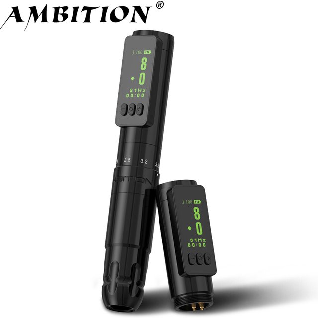 Ambition Sally Wireless Permanent Makeup Machine Tattoo Pen Rotary 2.0-3.5mm Adjustable Stroke Coreless Motor Tattoo Supplies