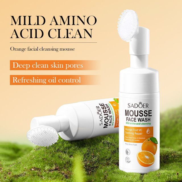 SAODER Fruits orange Facial Cleanser Face Wash Foam Massasge Cleansing Mossee Anti Wrinkle Moisturizing Skin Care