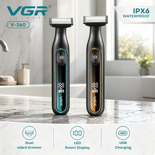 VGR Electric Shaver Professional Shaving Machine Waterproof Beard Trimmer LED Display Face Shaver Portable Shaver for men V-360