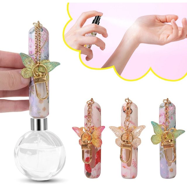 Mini flacon de parfum de 5ml, flacon pulvérisateur rechargeable en forme de papillon, anti-fuite avec porte-clés, récipient cosmétique liquide pour femmes et filles