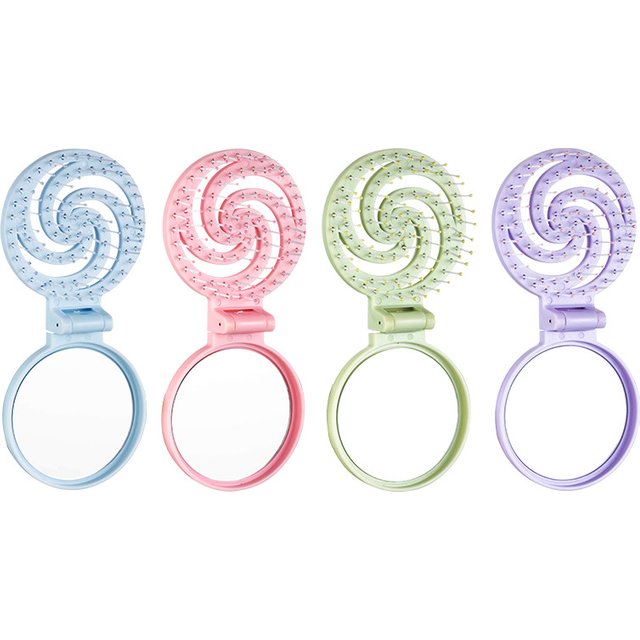 2-in-1 Foldable Comb Winth Makeup Mirror Mini Portable Scalp Massage Comb Perfect for Travel Outgoing Use Easy To Carry Gifts