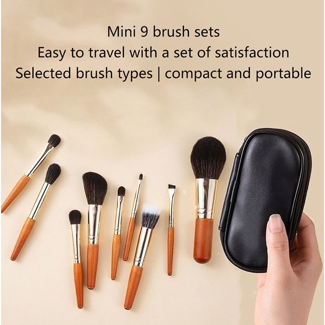 9Pcs Protable Makeup Brushes Set MiniCosmetic Brush Powder Foundation Blush Blooming Eyebrow Eyeshadow Brush Kit