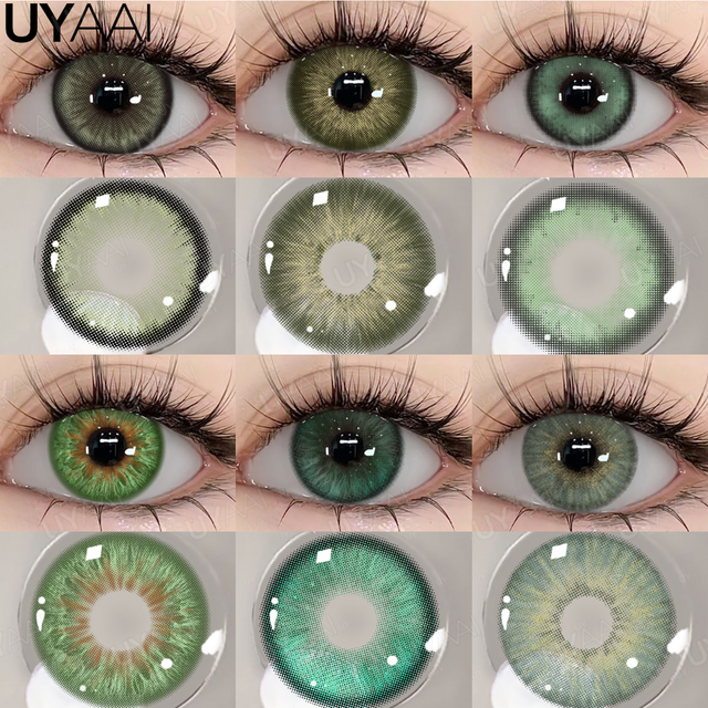 UYAAI Contact Lenses Cosmetic Green Contact Lenses Makeup Colored Pupils Cosplay Lenses Cosmetics Beauty Woman Colored Lenses