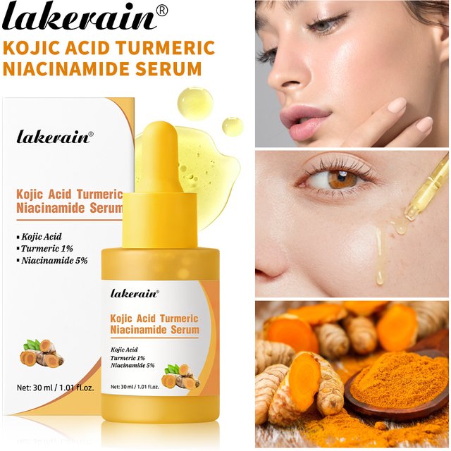 Kojic Acid Turmeric Niacinamide Serum Precise Dropper Design Deep Moisturizing Soothe Skin Brighten Skin Tone Facial Care
