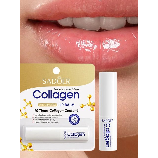 Collagen Lip Balm Moisturizing Anti Cracking Lipstick Lips Brightening Repairing Lip Care with Nourishing Hydration Skin Care