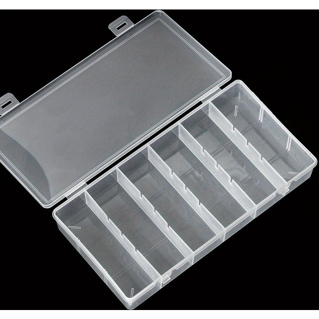 1pc Clear 6-Compartment Eyelash Extension Storage Box | Durable Plastic Makeup Organizer with Snap Lid for Glue, Tweezers & Tool