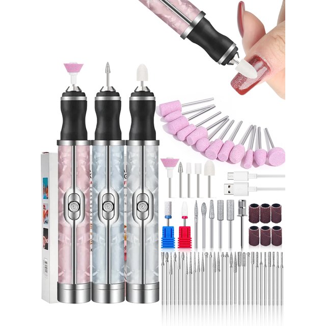 Rechargeable Electric Nail Grinder Nail Polishing Machine Portable Mini Electric Driil Pedicure Kit for Home Salon