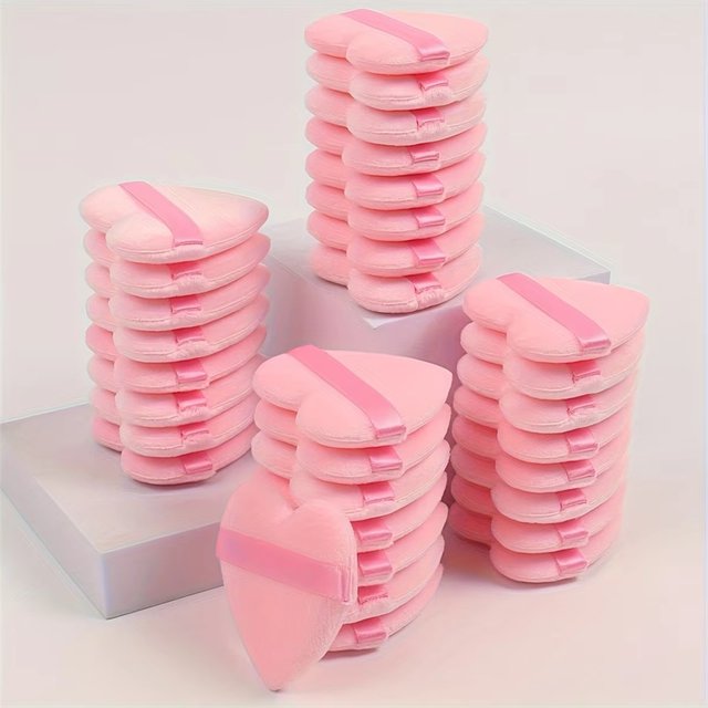Heart Velvet Powder Puff Set Face Cosmetic Eye Beauty Makeup Tool Reusable Sponge Washable Mini Powder Puff Accessorie