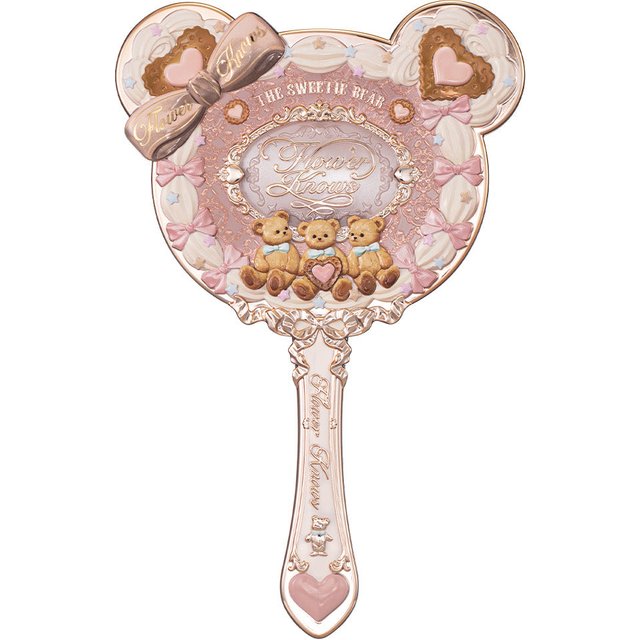 Flower Knows 9th Anniversary Vanity Mirror Makeup Handheld Mirror with Rococo Sweetie Bear Cupid Design in Mirror Collection