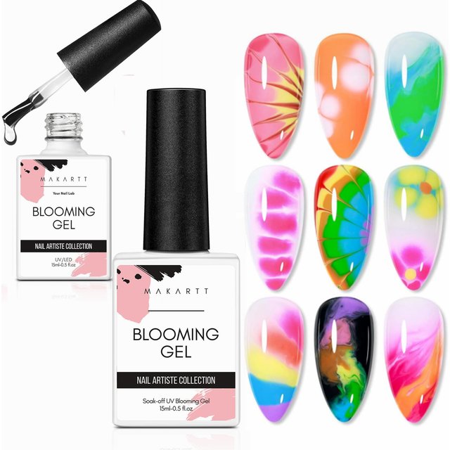 Makartt Clear Blooming Gel, 15ml Soak Off Nail Lamp Gel Nail Polish Glossy Finish Long Lasting for Home Nail DIY Manicure