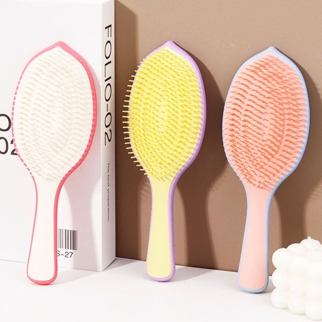 Fluffy Leaf Shaped Hair Brush, Plastic Bristles Scalp Massage Comb, Anti-Static, Reduces Frizz, Suitable for Daily Use