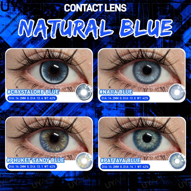 UYAAI Blue Color Contact Korean Big Eyes Lens Cosplay Makeup Contacts 14.2mm Natural Colored Pupils for Eyes